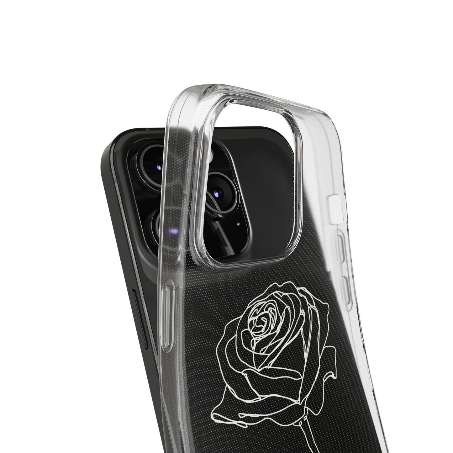 Elegant Rose Clear Silicone Phone Case - Minimalistic Floral Design
