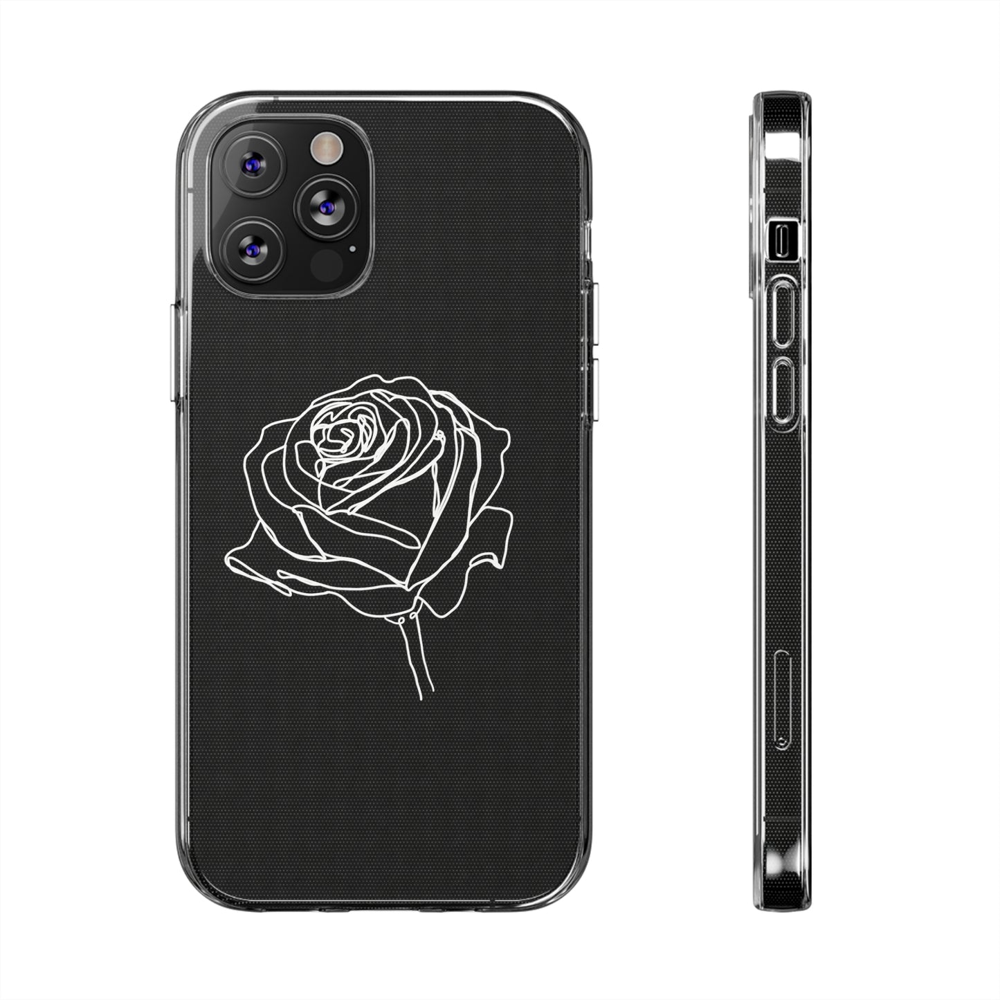 Elegant Rose Clear Silicone Phone Case - Minimalistic Floral Design