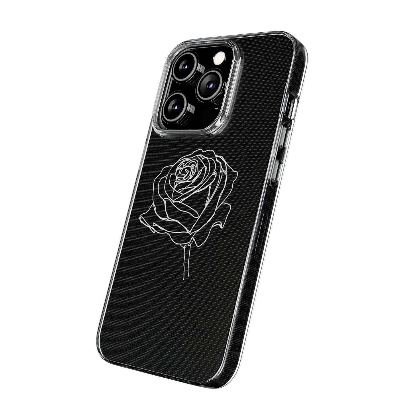 Elegant Rose Clear Silicone Phone Case - Minimalistic Floral Design