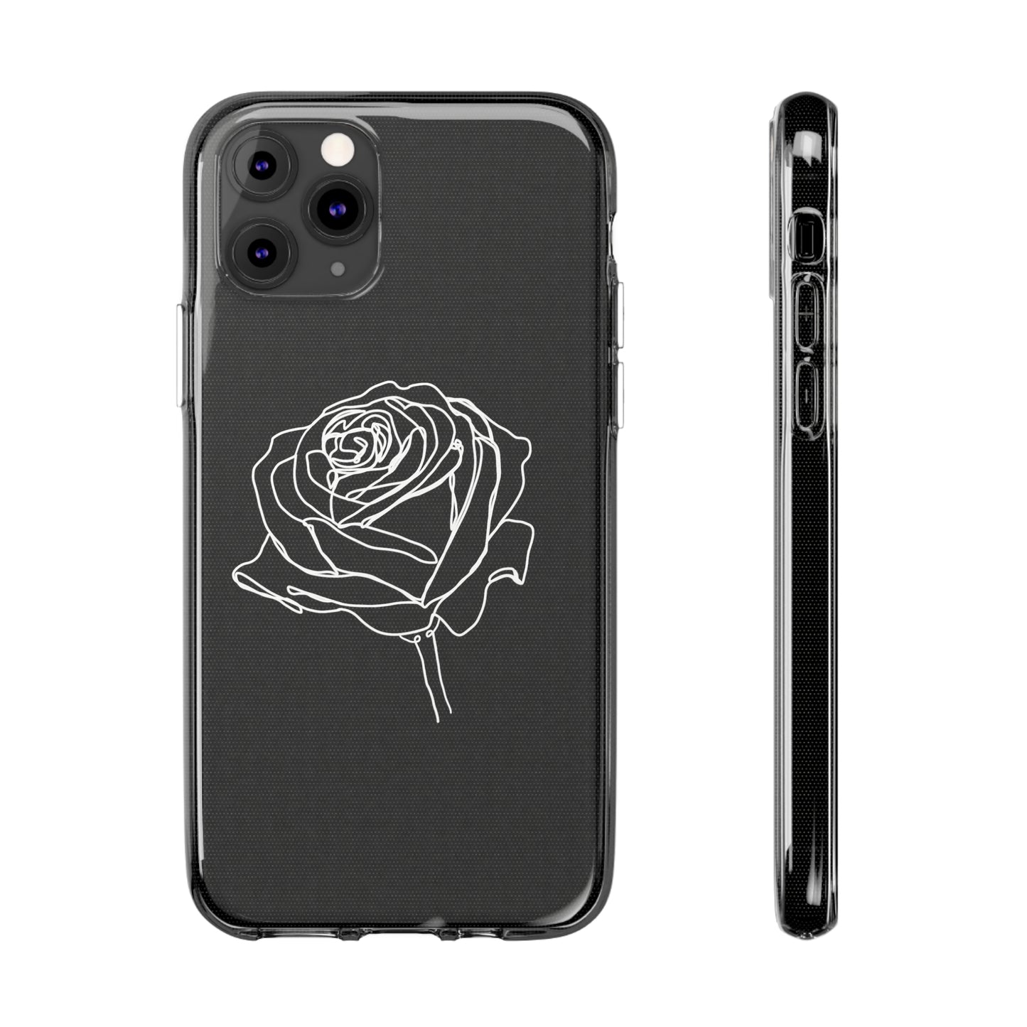 Elegant Rose Clear Silicone Phone Case - Minimalistic Floral Design