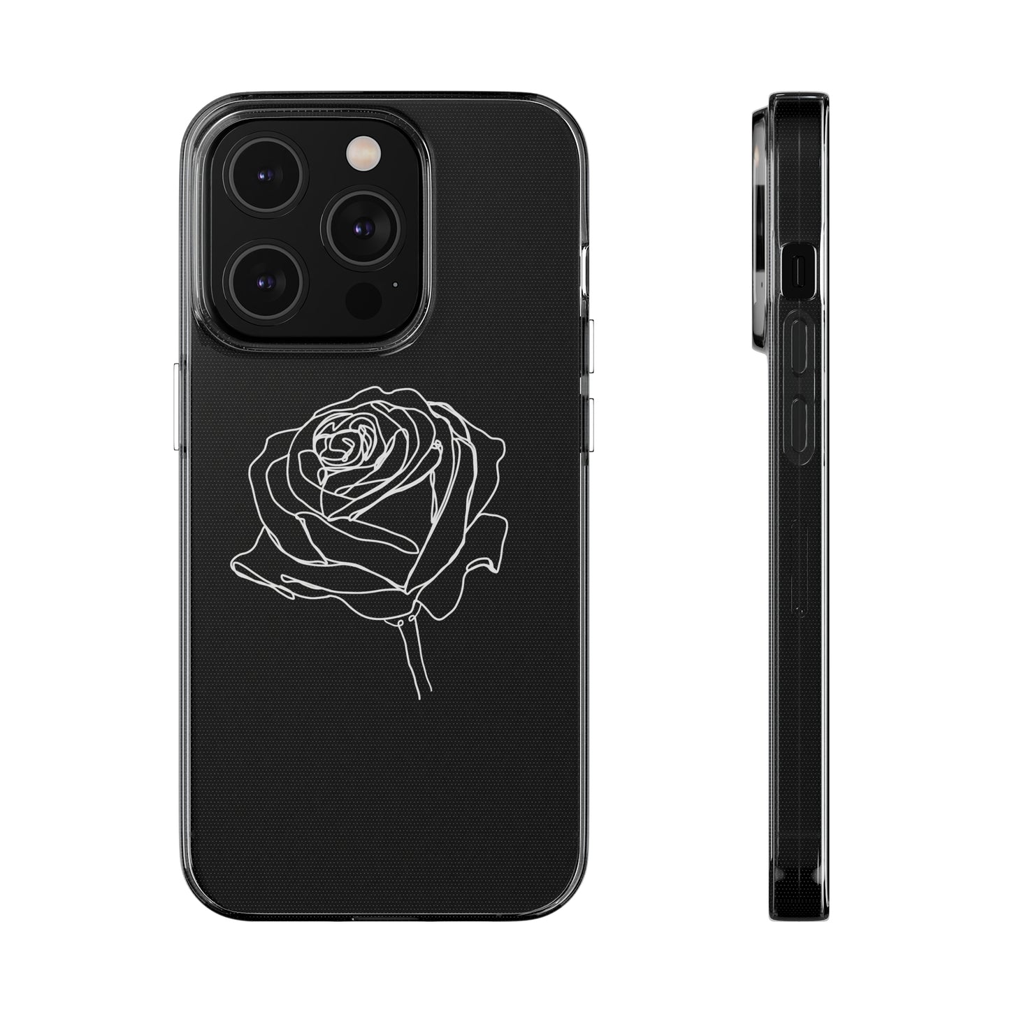 Elegant Rose Clear Silicone Phone Case - Minimalistic Floral Design