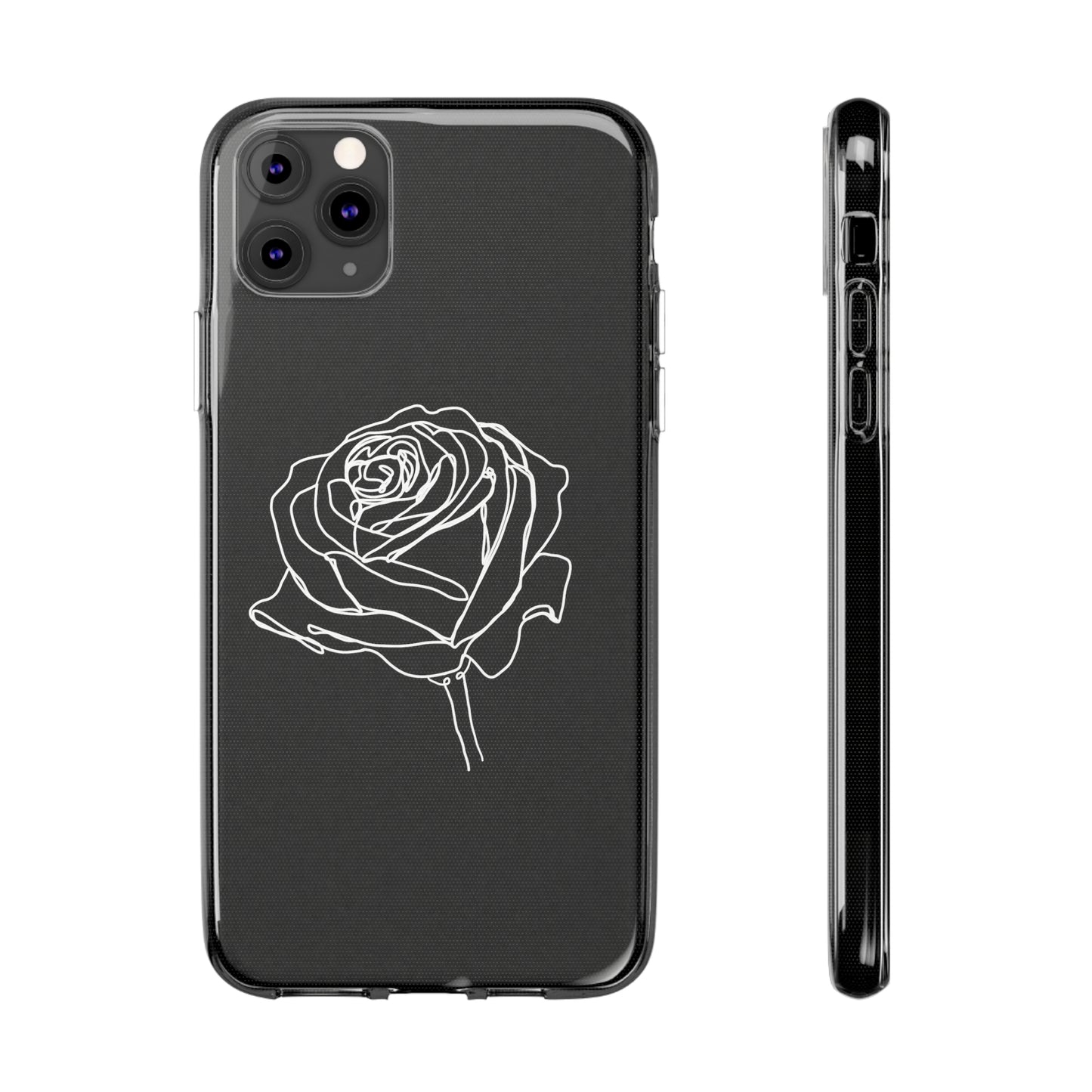 Elegant Rose Clear Silicone Phone Case - Minimalistic Floral Design