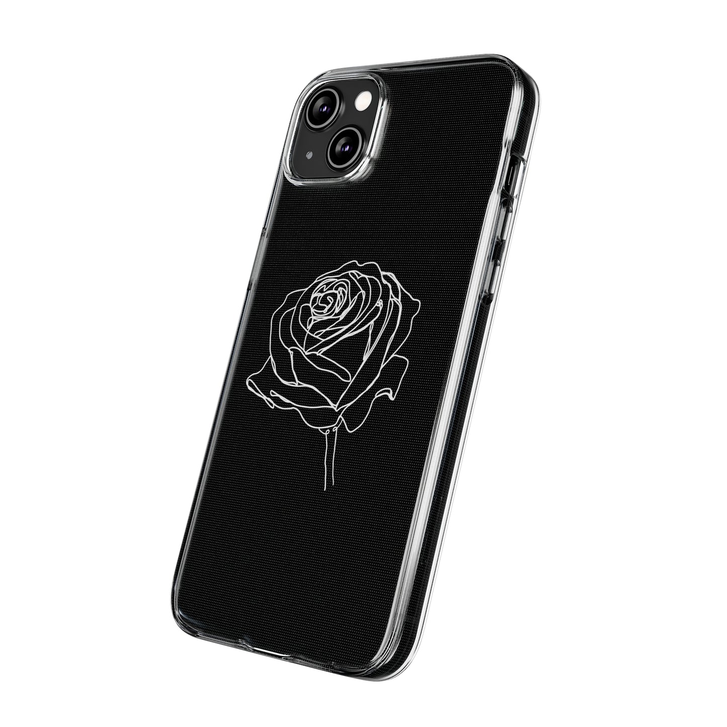 Elegant Rose Clear Silicone Phone Case - Minimalistic Floral Design