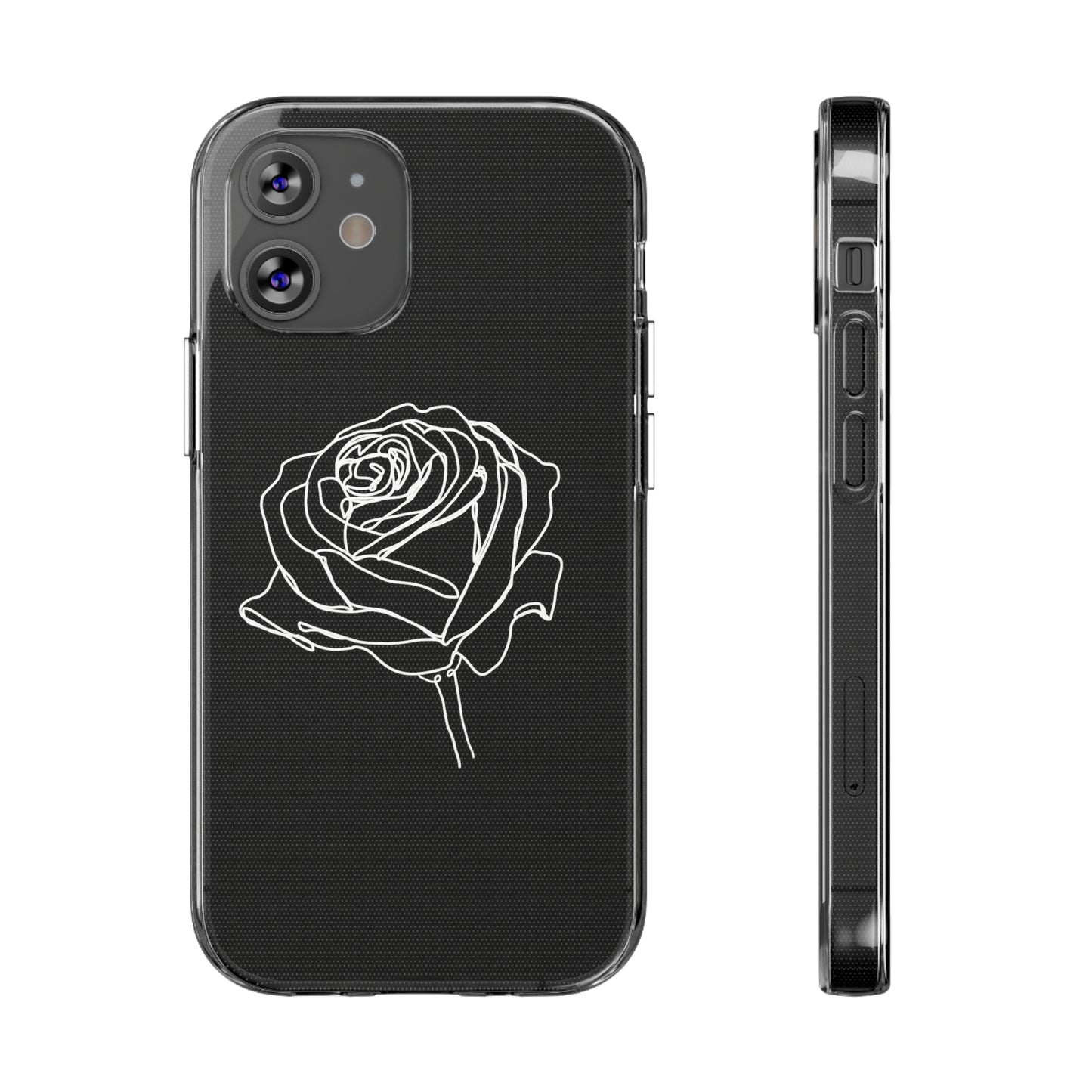 Elegant Rose Clear Silicone Phone Case - Minimalistic Floral Design