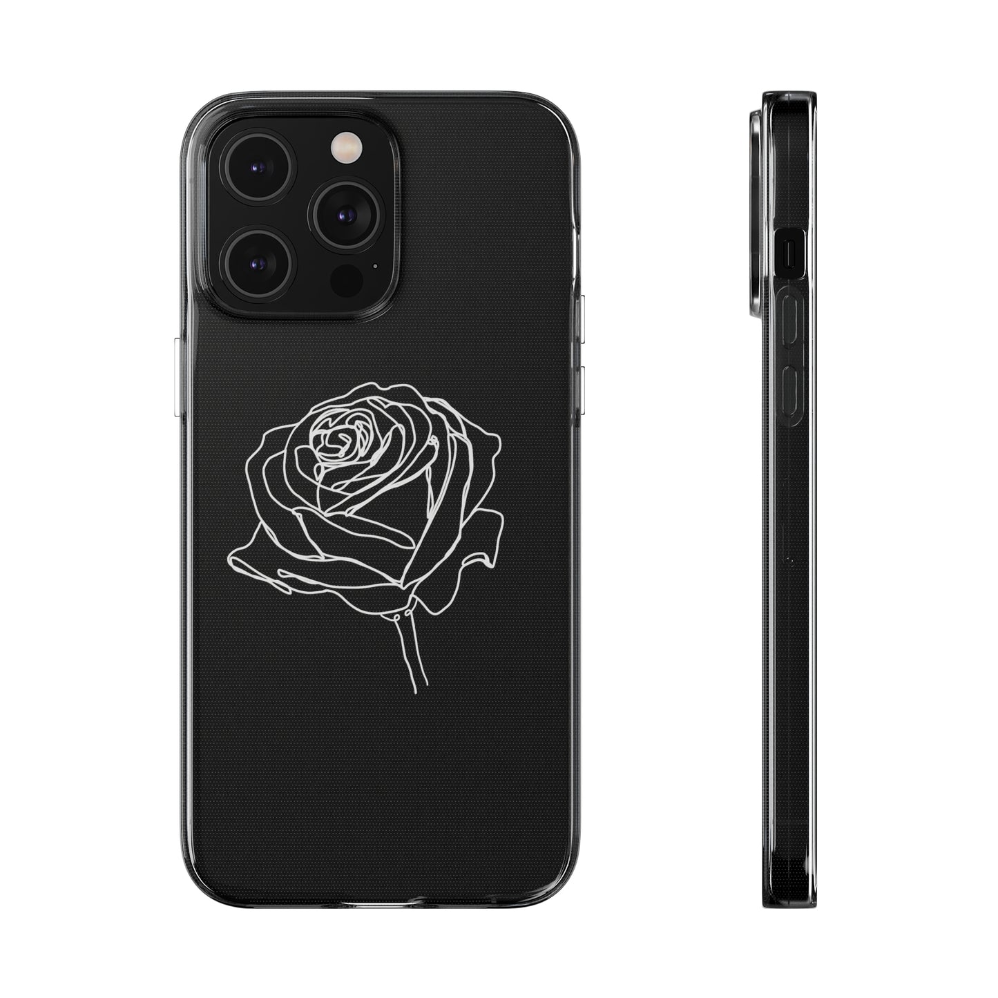 Elegant Rose Clear Silicone Phone Case - Minimalistic Floral Design