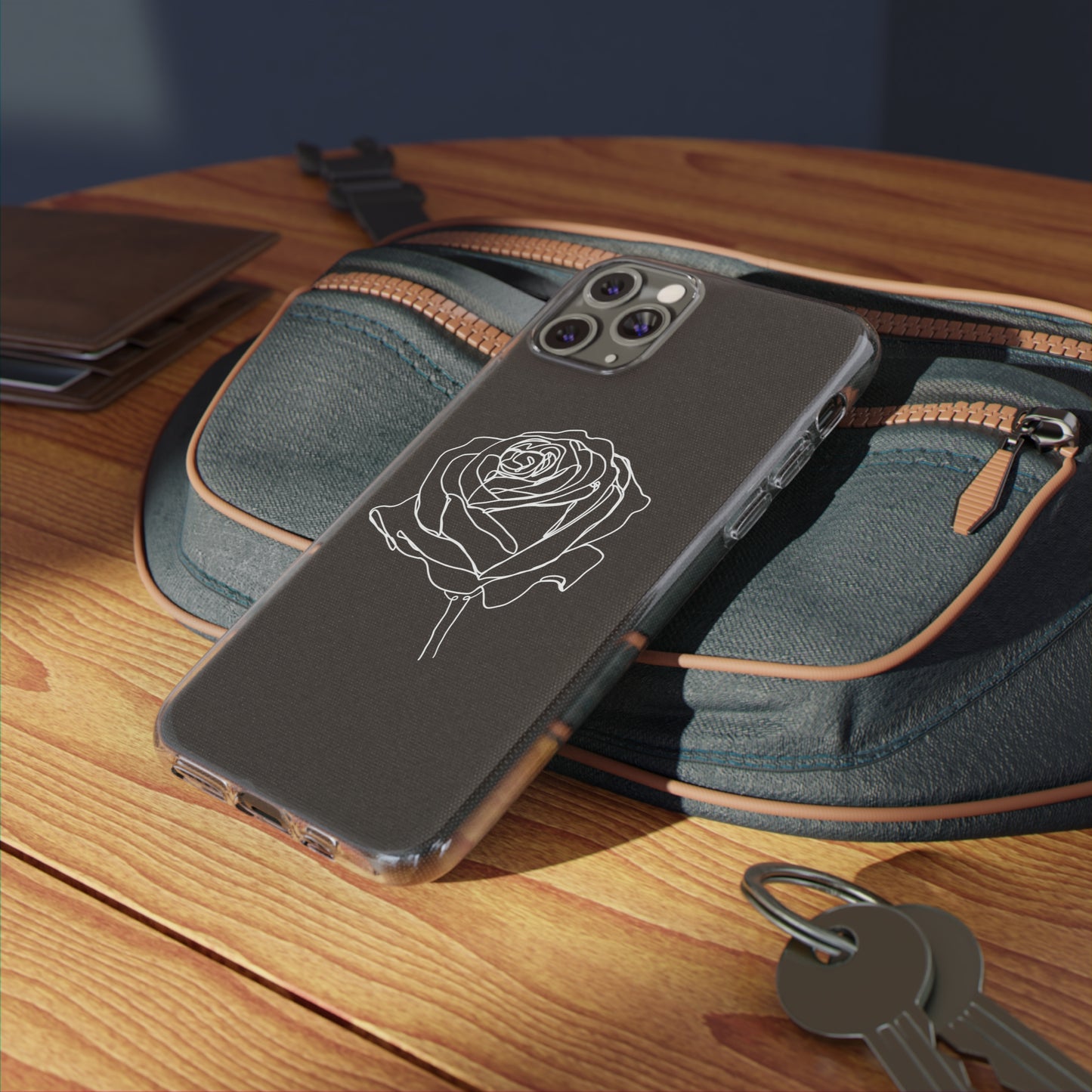 Elegant Rose Clear Silicone Phone Case - Minimalistic Floral Design