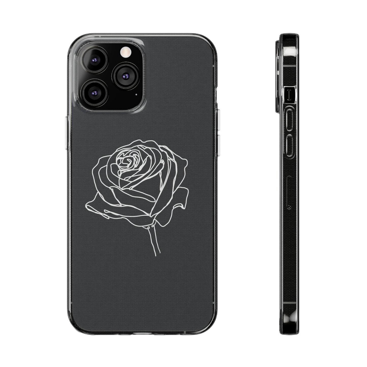 Elegant Rose Clear Silicone Phone Case - Minimalistic Floral Design