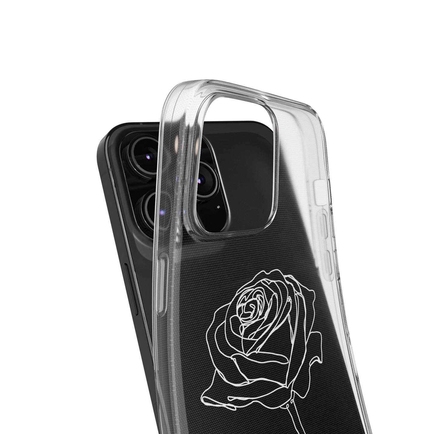 Elegant Rose Clear Silicone Phone Case - Minimalistic Floral Design