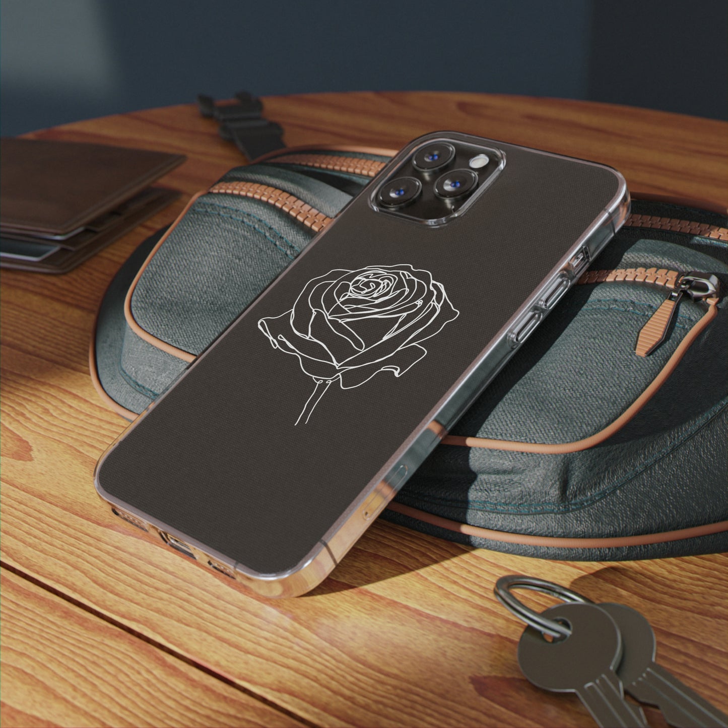 Elegant Rose Clear Silicone Phone Case - Minimalistic Floral Design