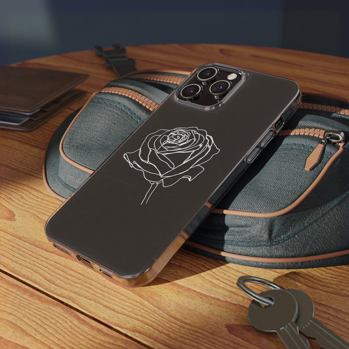 Elegant Rose Clear Silicone Phone Case - Minimalistic Floral Design