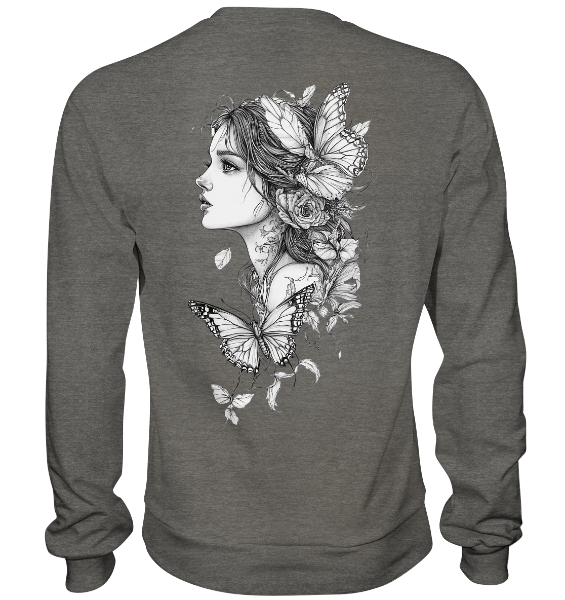 Schmetterlings Frau nur Rücken Druck - Basic Sweatshirt