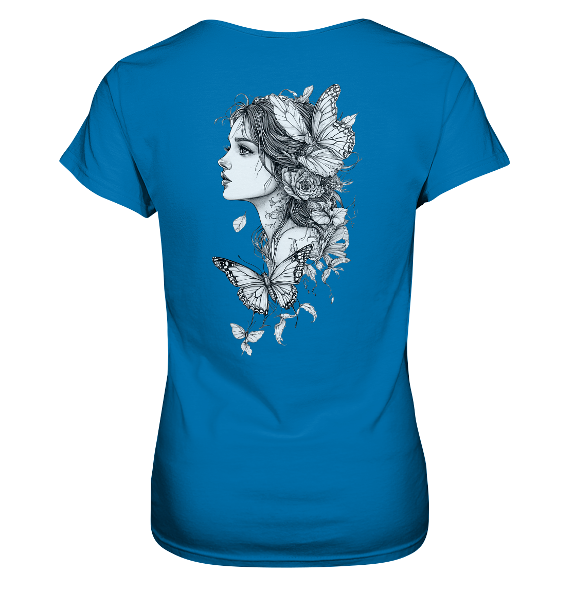 Schmetterlings Frau nur Rücken Druck - Ladies Premium Shirt