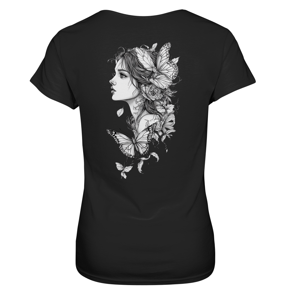 Schmetterlings Frau nur Rücken Druck - Ladies Premium Shirt
