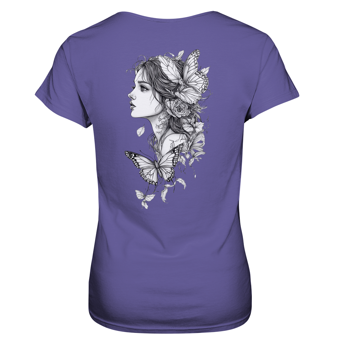 Schmetterlings Frau nur Rücken Druck - Ladies Premium Shirt