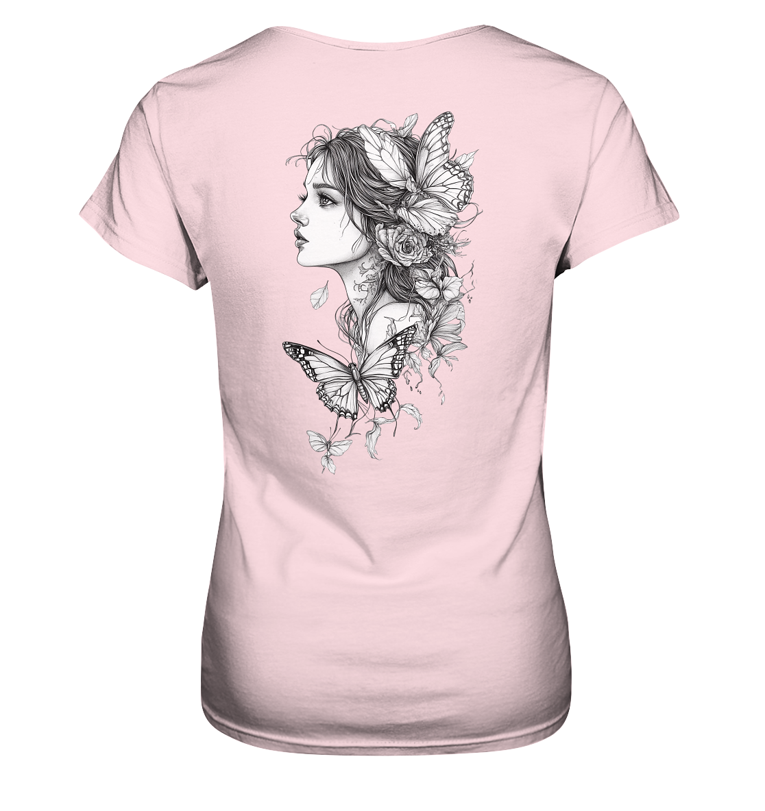 Schmetterlings Frau nur Rücken Druck - Ladies Premium Shirt