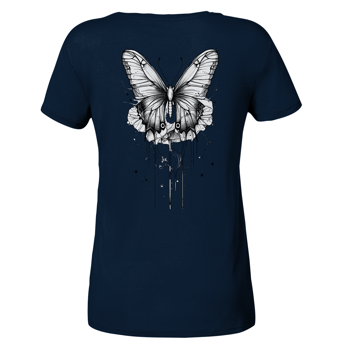 Schmetterlings träume (nur Rückseiten Druck) - Ladies V-Neck Shirt