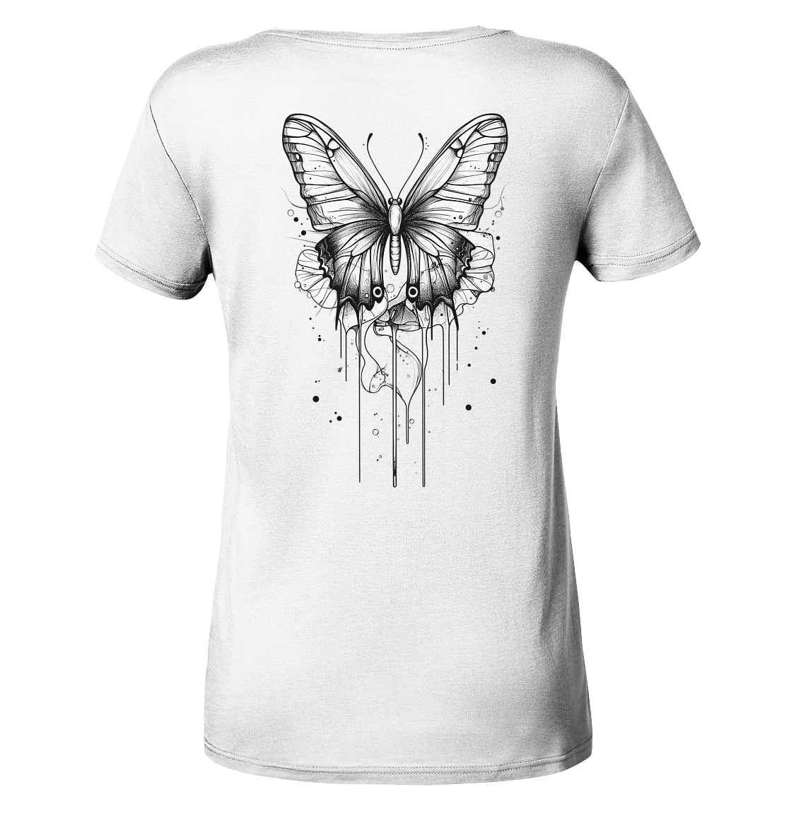 Schmetterlings träume (nur Rückseiten Druck) - Ladies V-Neck Shirt