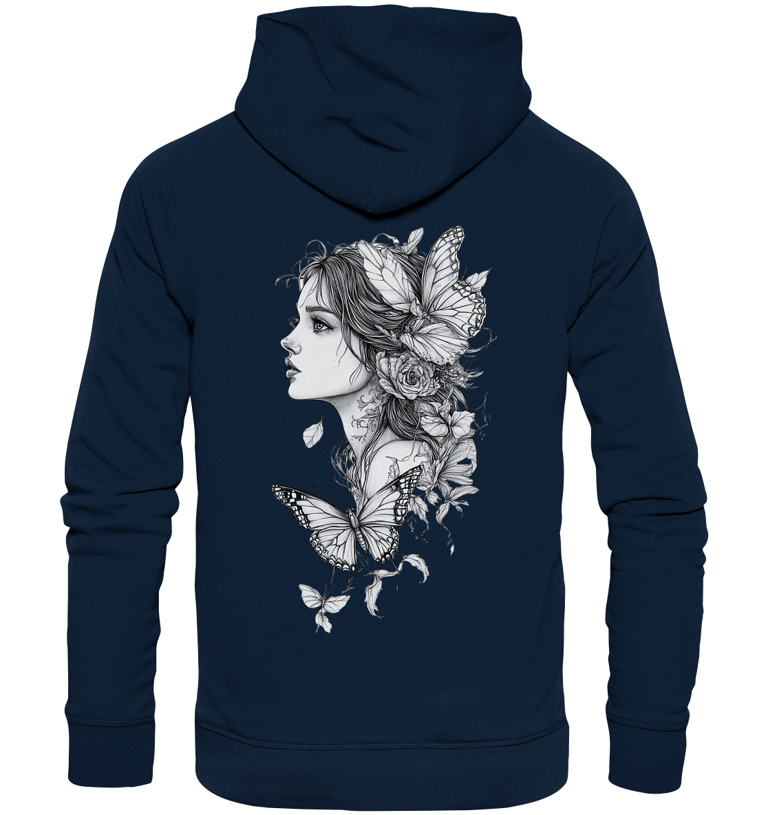 Schmetterlings Frau nur Rücken Druck - Organic Hoodie