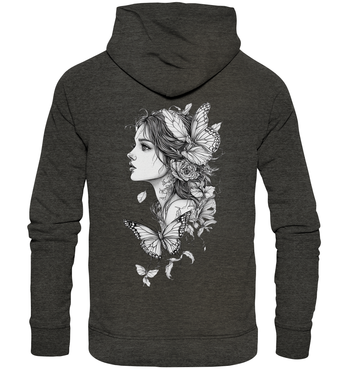 Schmetterlings Frau nur Rücken Druck - Organic Hoodie