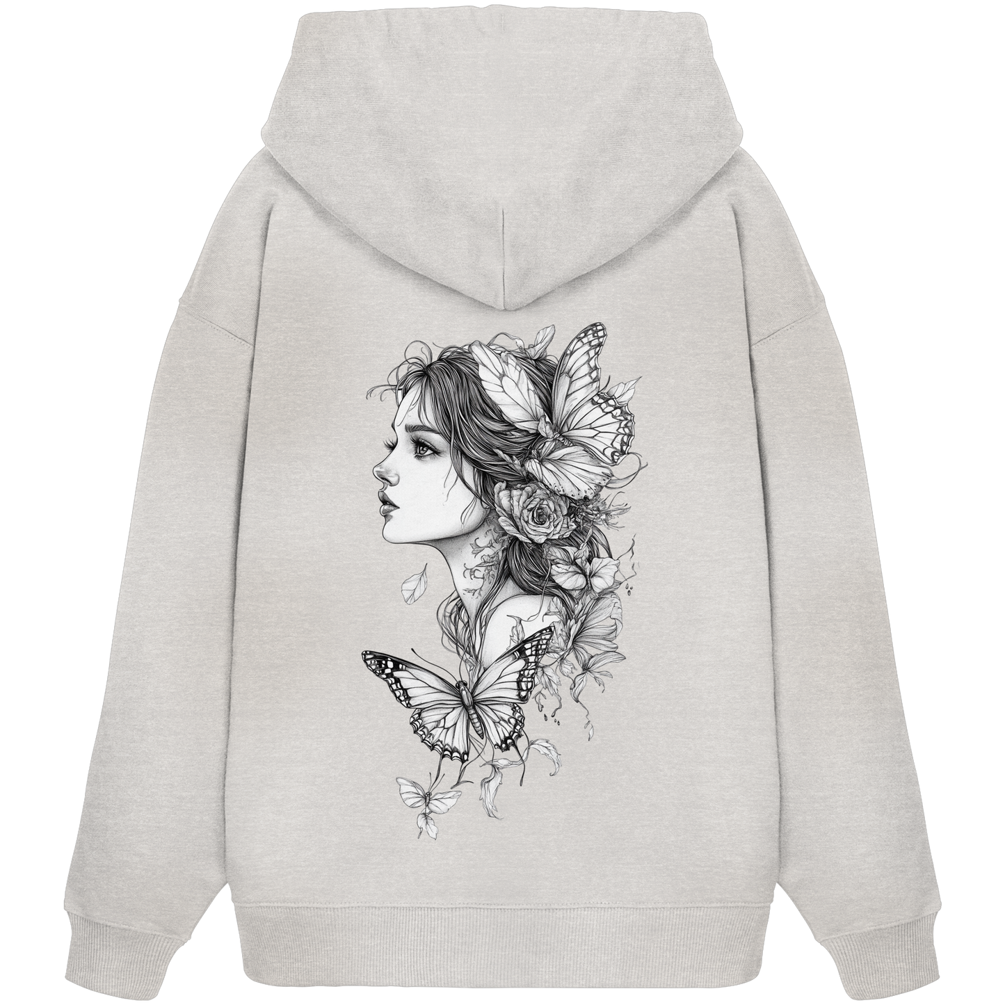 Schmetterlings Frau nur Rücken Druck - Organic Oversize Hoodie