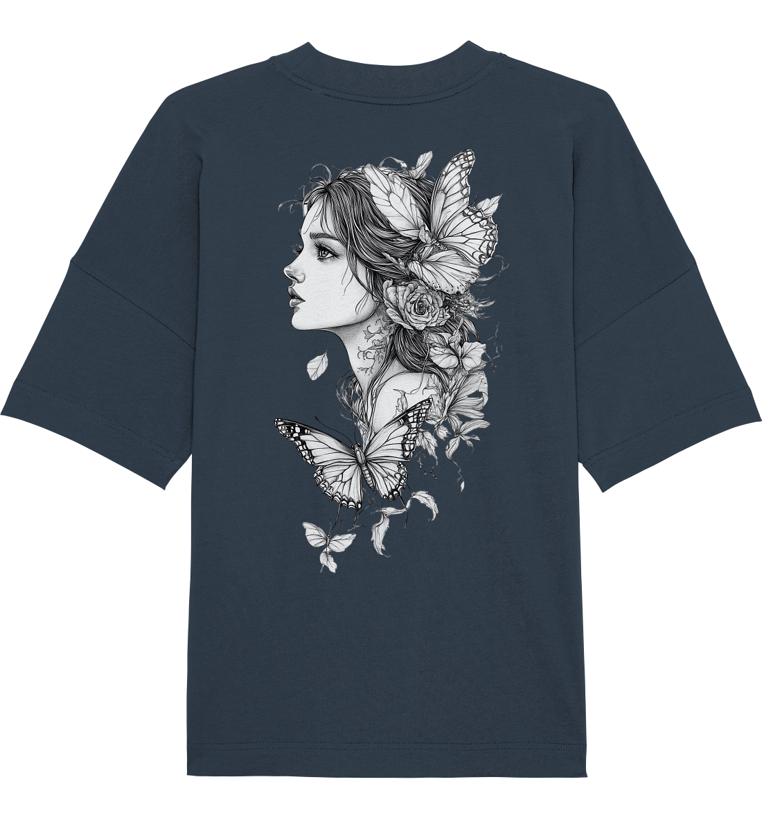 Schmetterlings Frau nur Rücken Druck - Organic Oversize Shirt