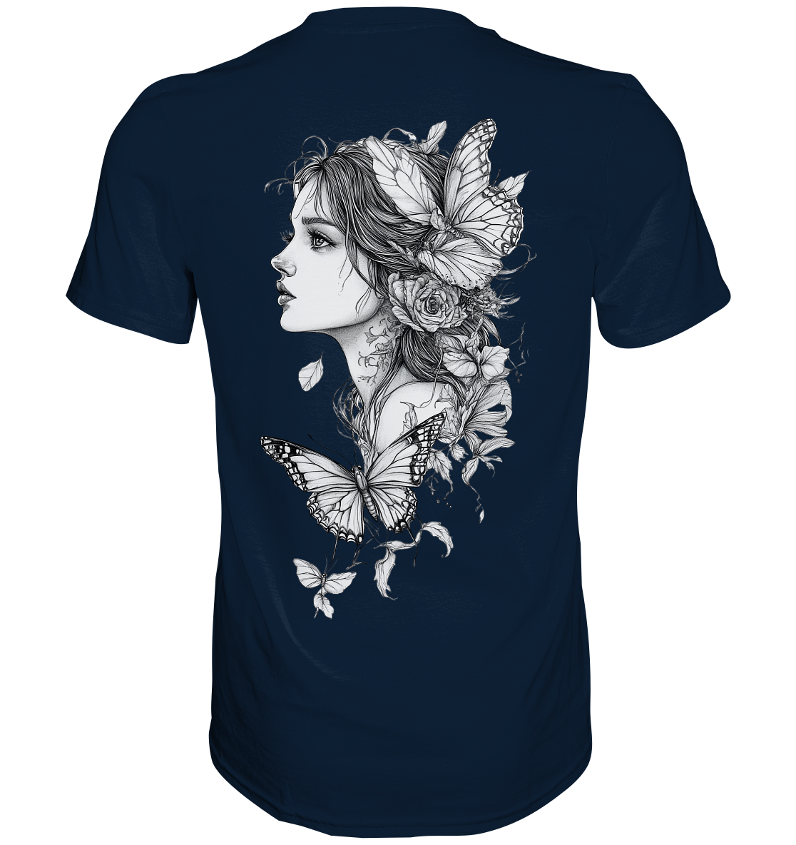 Schmetterlings Frau nur Rücken Druck - Premium Shirt