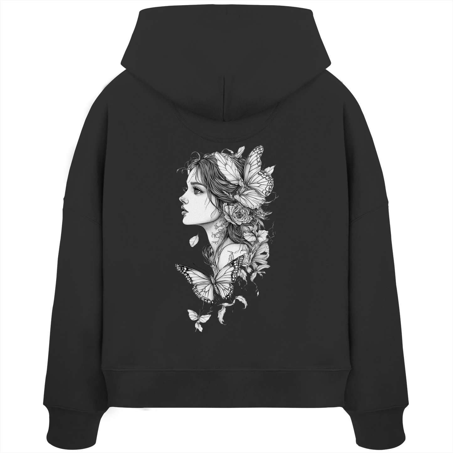 Schmetterlings Frau nur Rücken Druck - Womens Organic Boxcut Hoodie