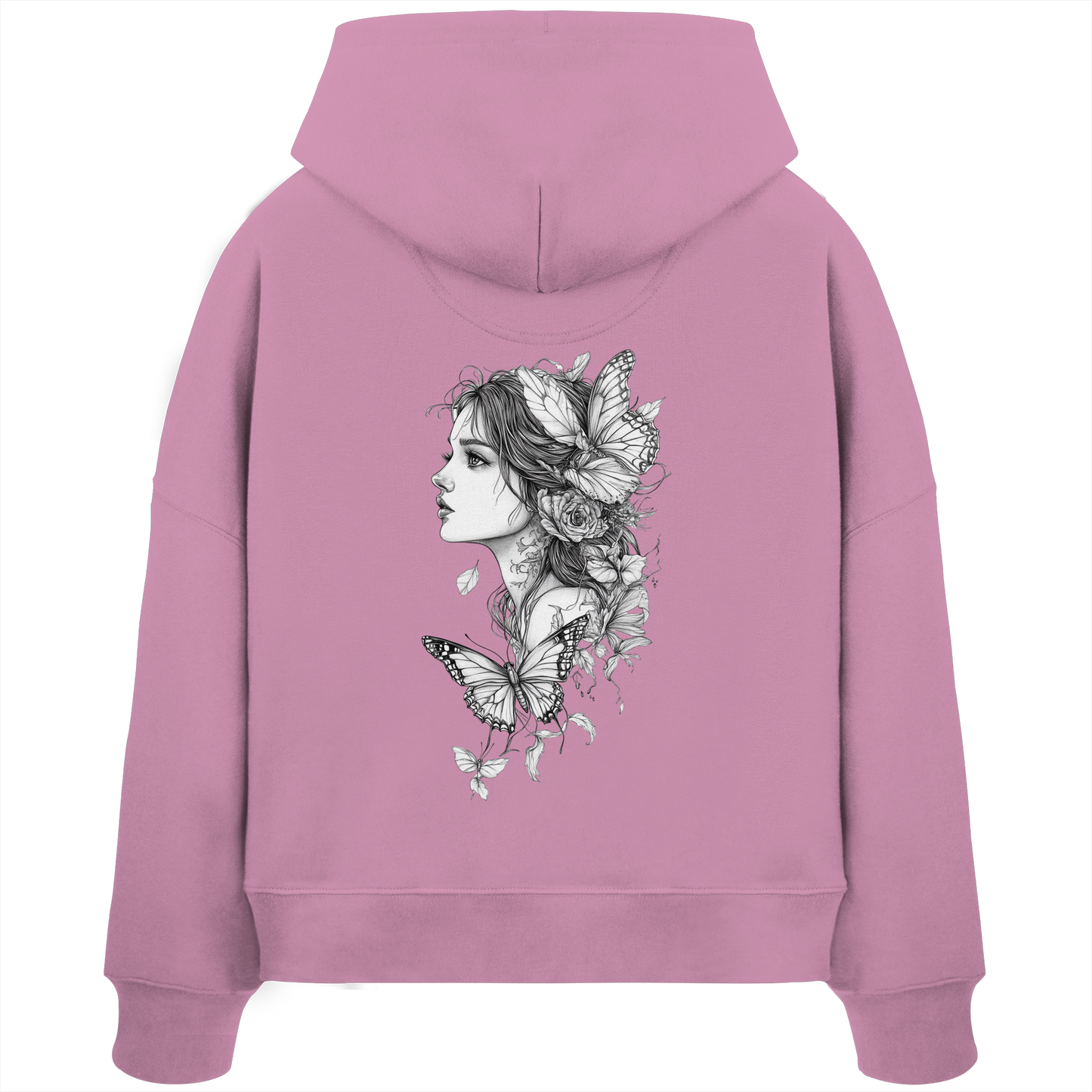Schmetterlings Frau nur Rücken Druck - Womens Organic Boxcut Hoodie