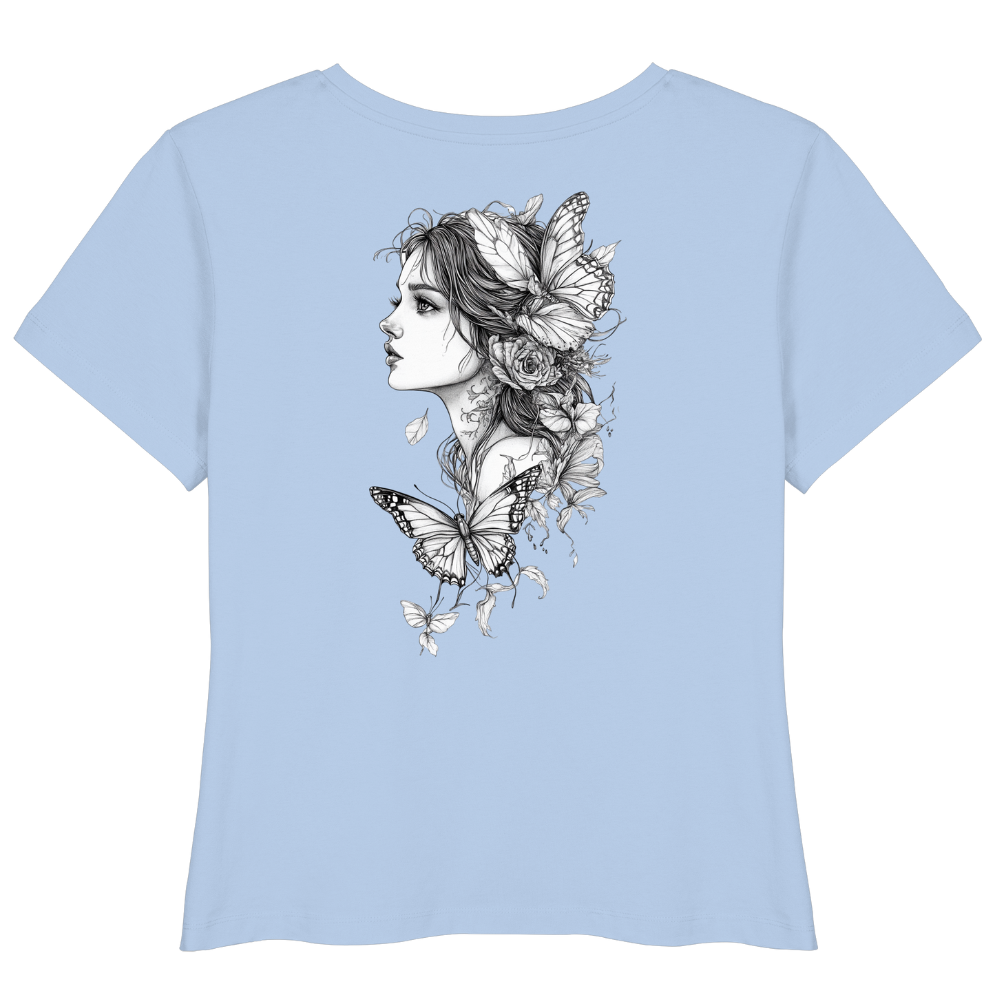 Schmetterlings Frau nur Rücken Druck - Womens Organic Lightweight T-Shirt