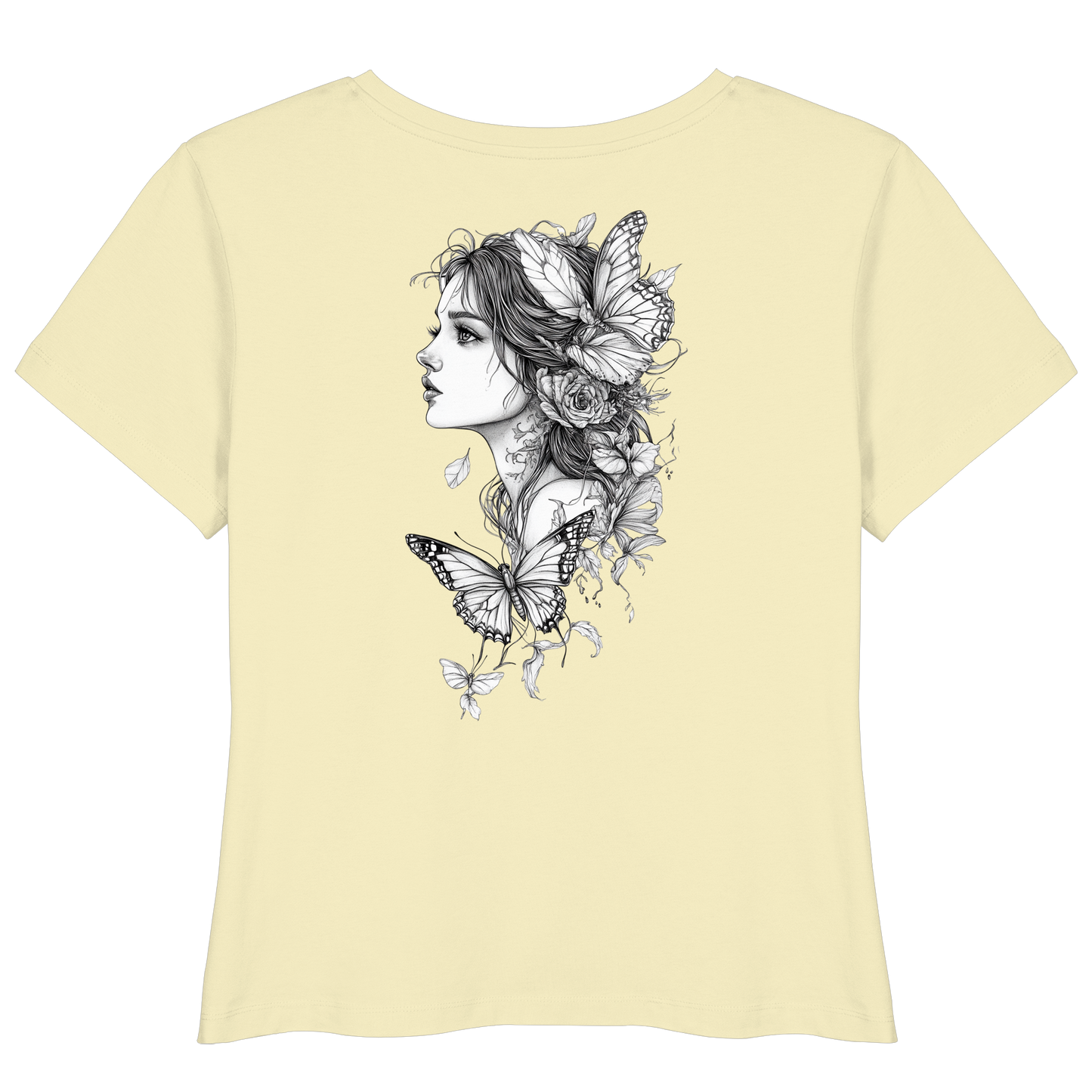 Schmetterlings Frau nur Rücken Druck - Womens Organic Lightweight T-Shirt