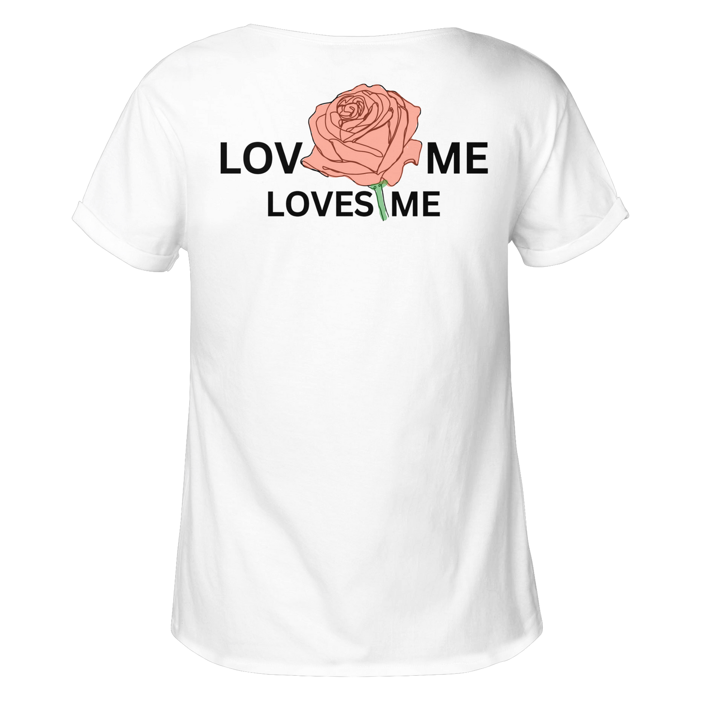 LOVES ME (Rote Rose) - Womens Roll-Up T-Shirt