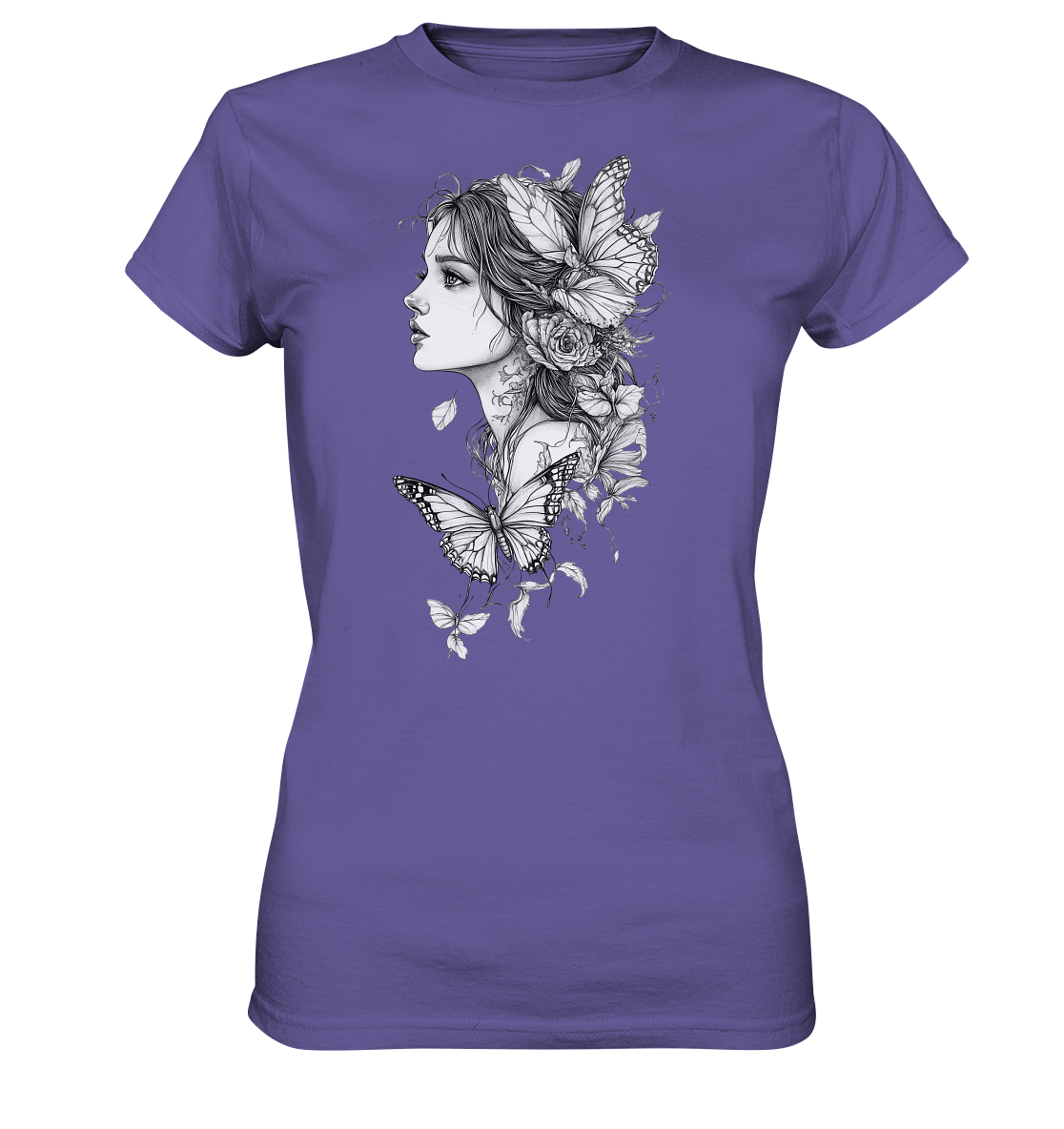 Schmetterlings Frau nur Vorderseiten Druck - Ladies Premium Shirt