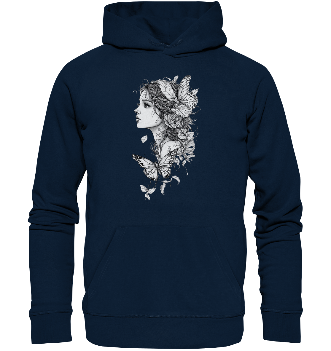 Schmetterlings Frau nur Vorderseiten Druck - Organic Hoodie