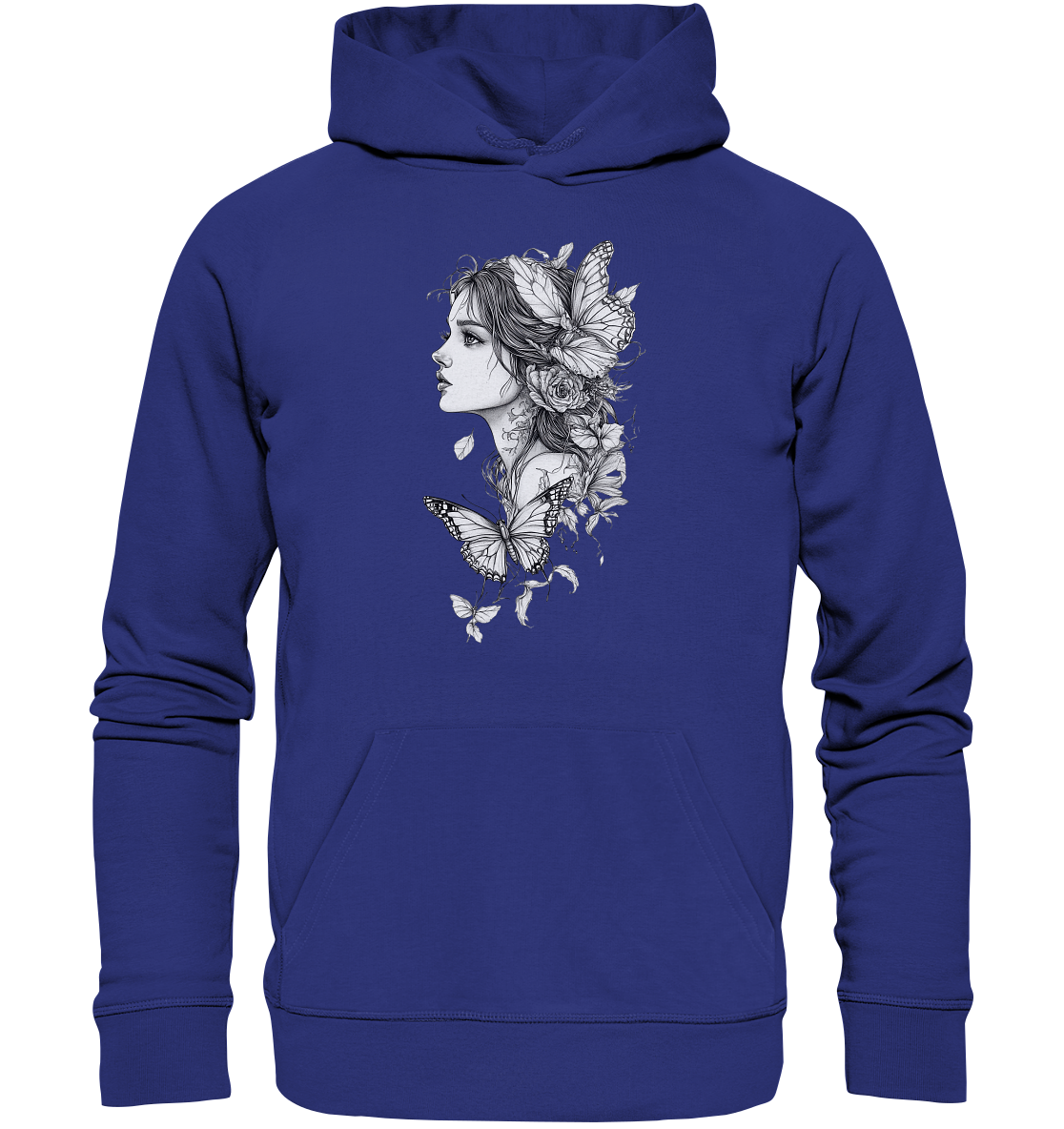Schmetterlings Frau nur Vorderseiten Druck - Organic Hoodie