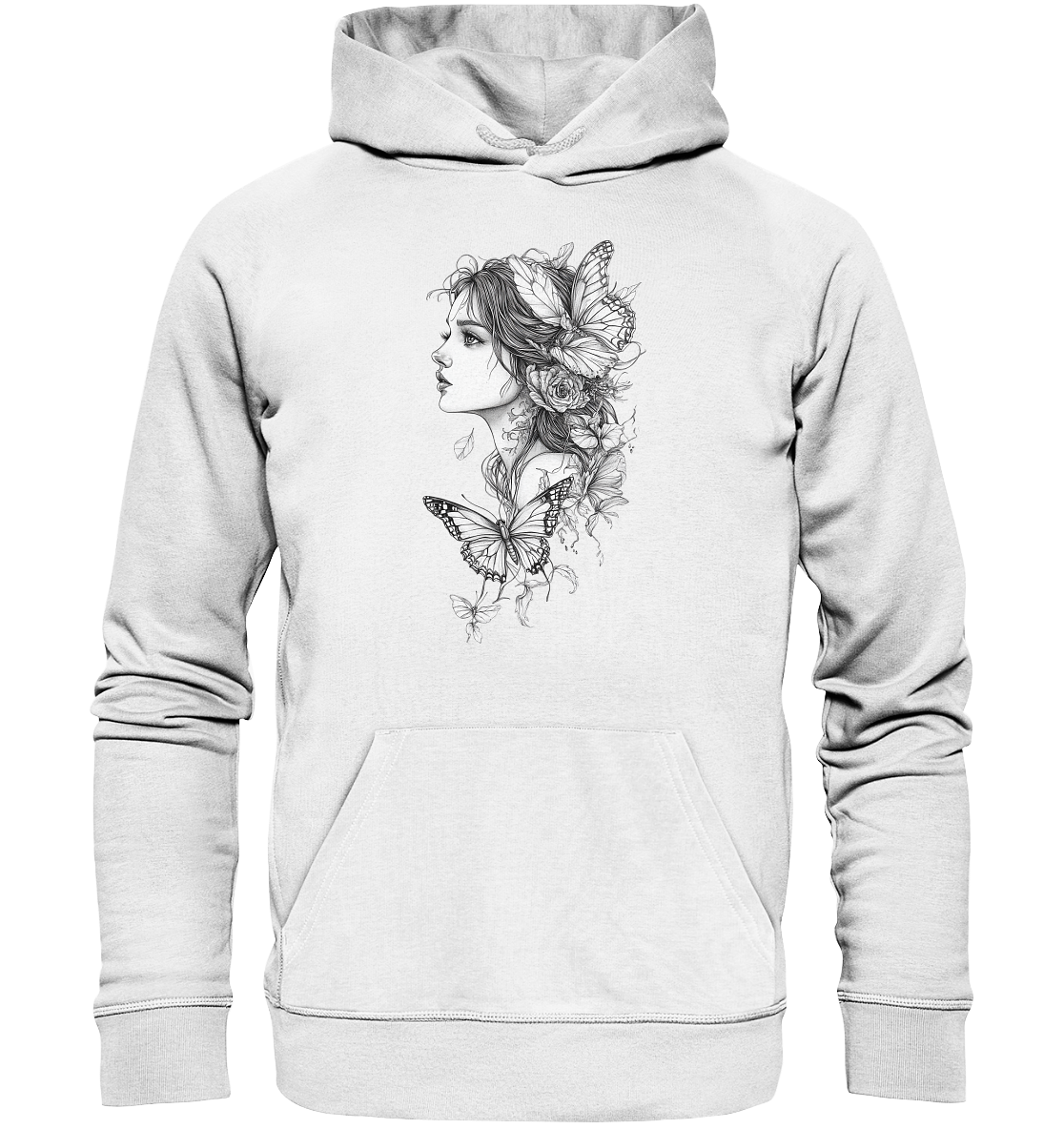 Schmetterlings Frau nur Vorderseiten Druck - Organic Hoodie