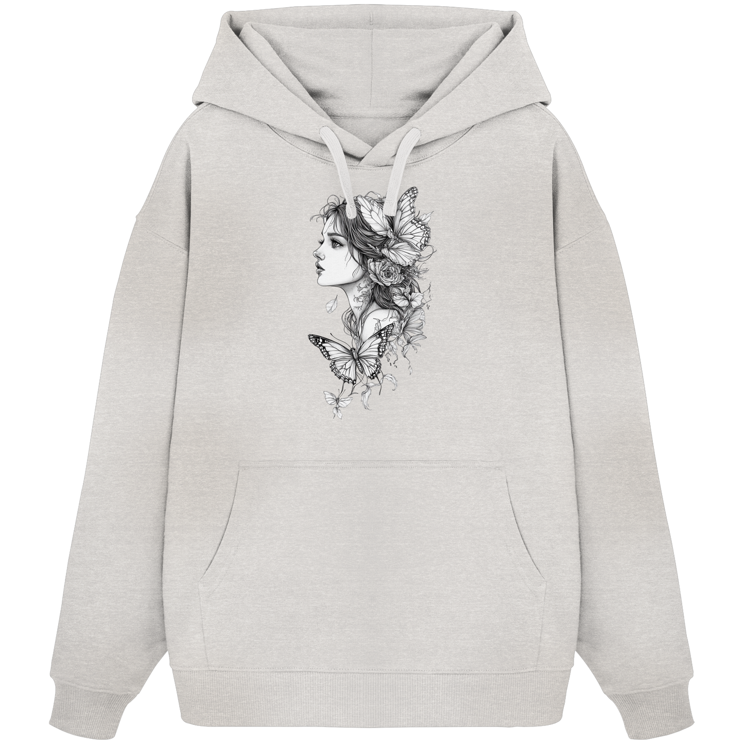 Schmetterlings Frau nur Vorderseiten Druck - Organic Oversize Hoodie