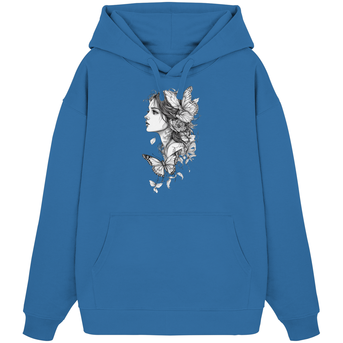 Schmetterlings Frau nur Vorderseiten Druck - Organic Oversize Hoodie