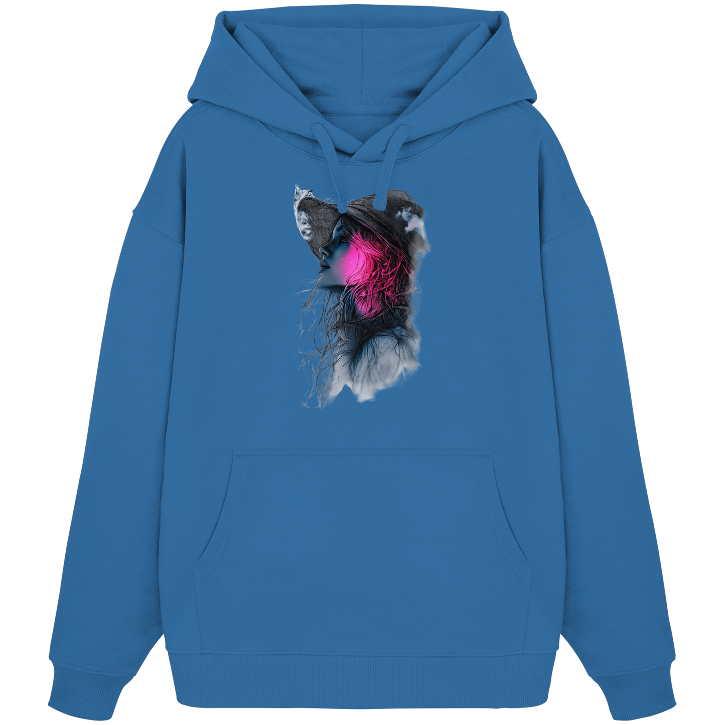 Frau (Vorderseiten Druck) - Organic Oversize Hoodie