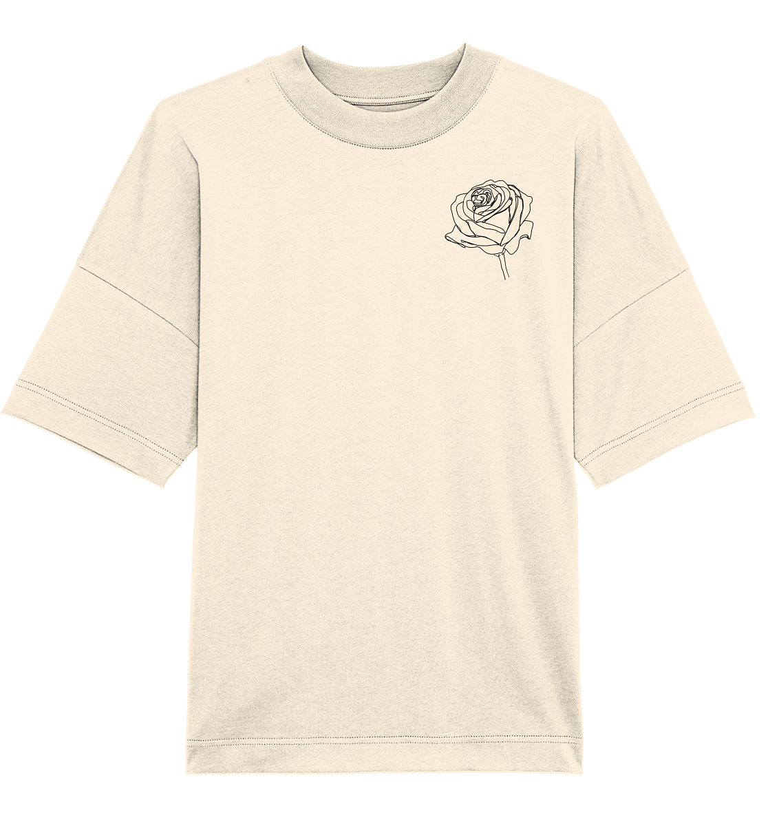 Rosen Motiv basic T-Shirt nur Vorderseite druck, verschiedene Farben - Organic Oversize Shirt