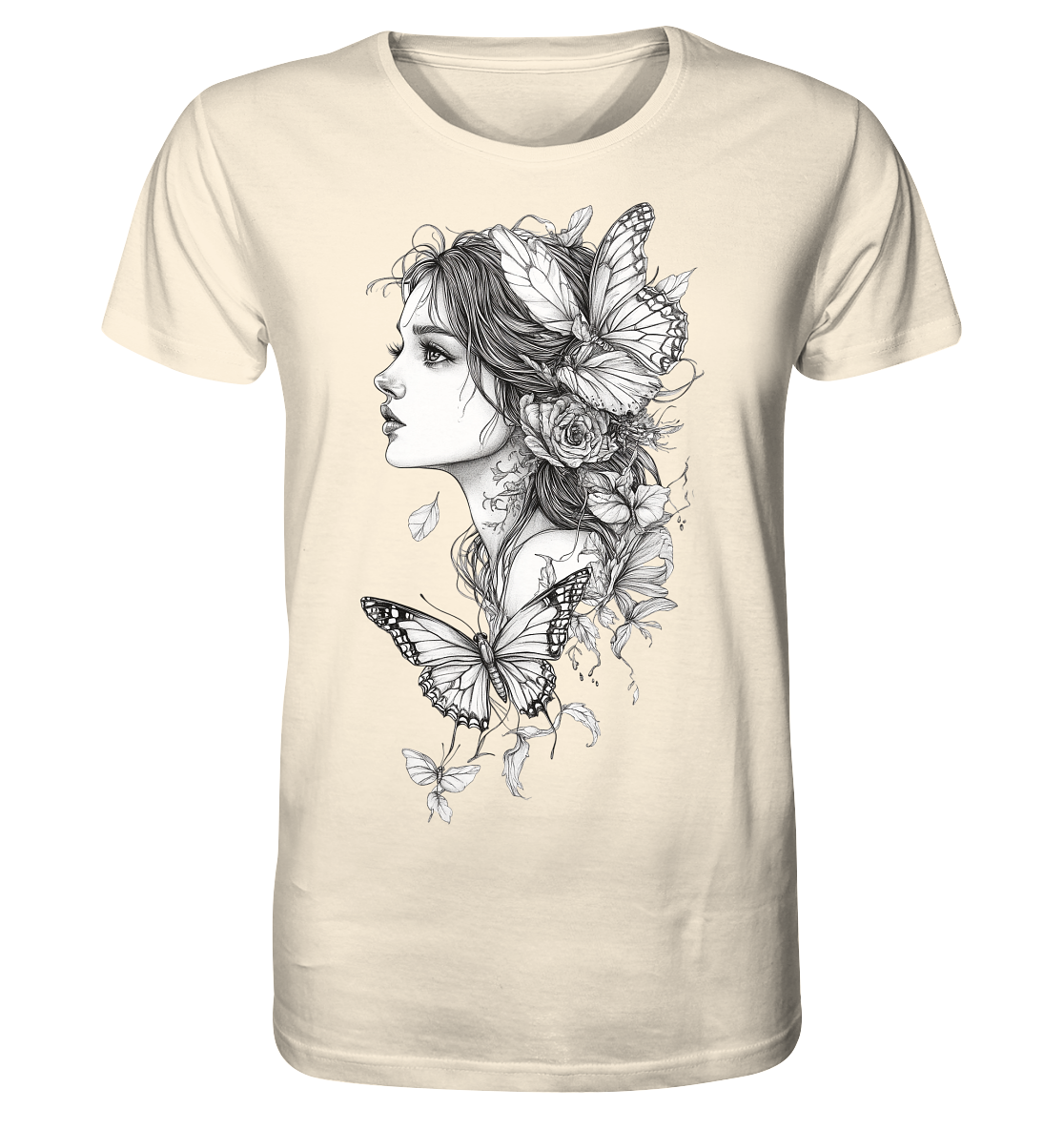 Schmetterlings Frau nur Vorderseiten Druck - Organic Shirt
