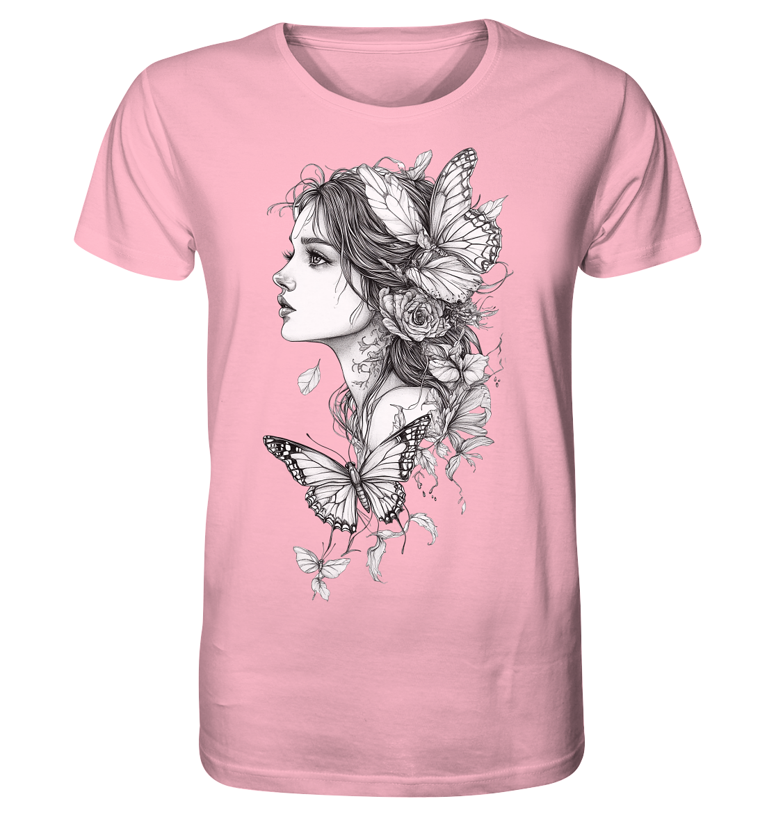 Schmetterlings Frau nur Vorderseiten Druck - Organic Shirt
