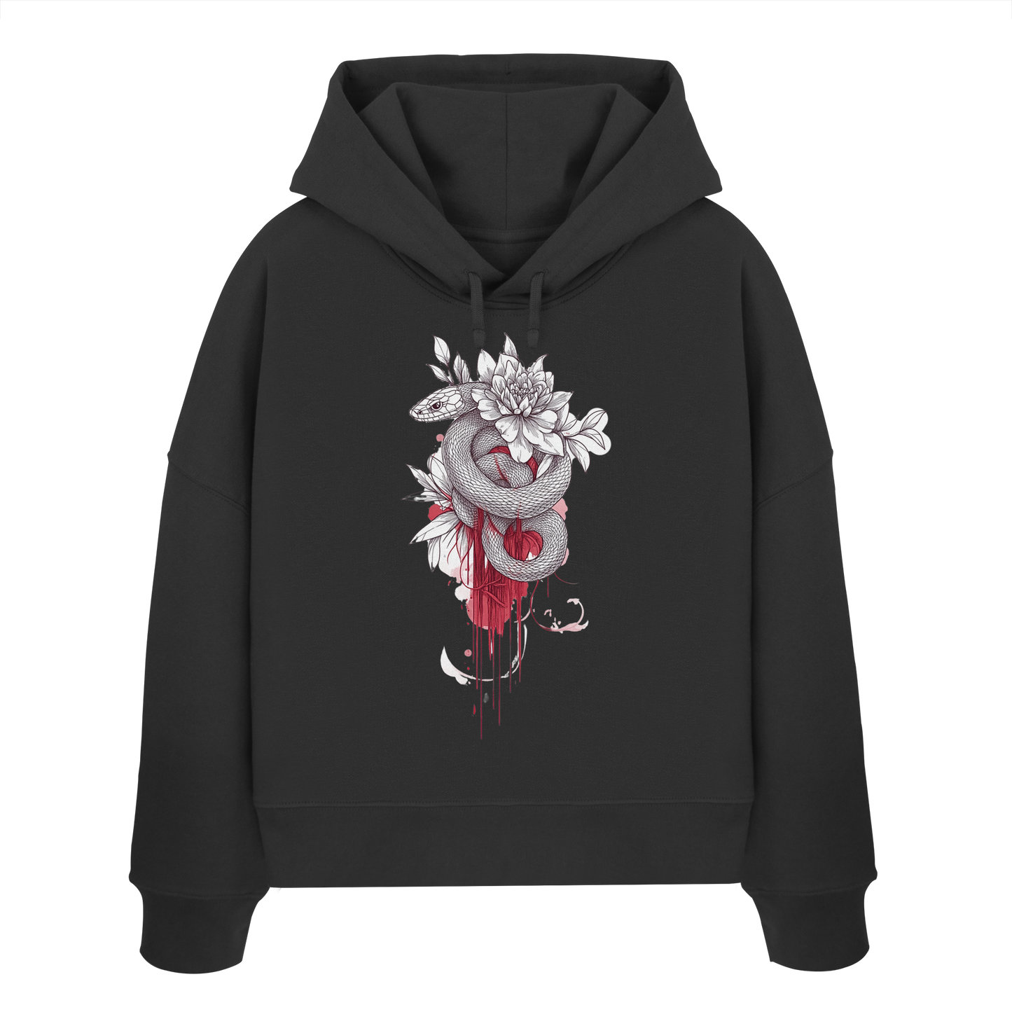 Schlange nur Vorderseiten Druck - Womens Organic Boxcut Hoodie