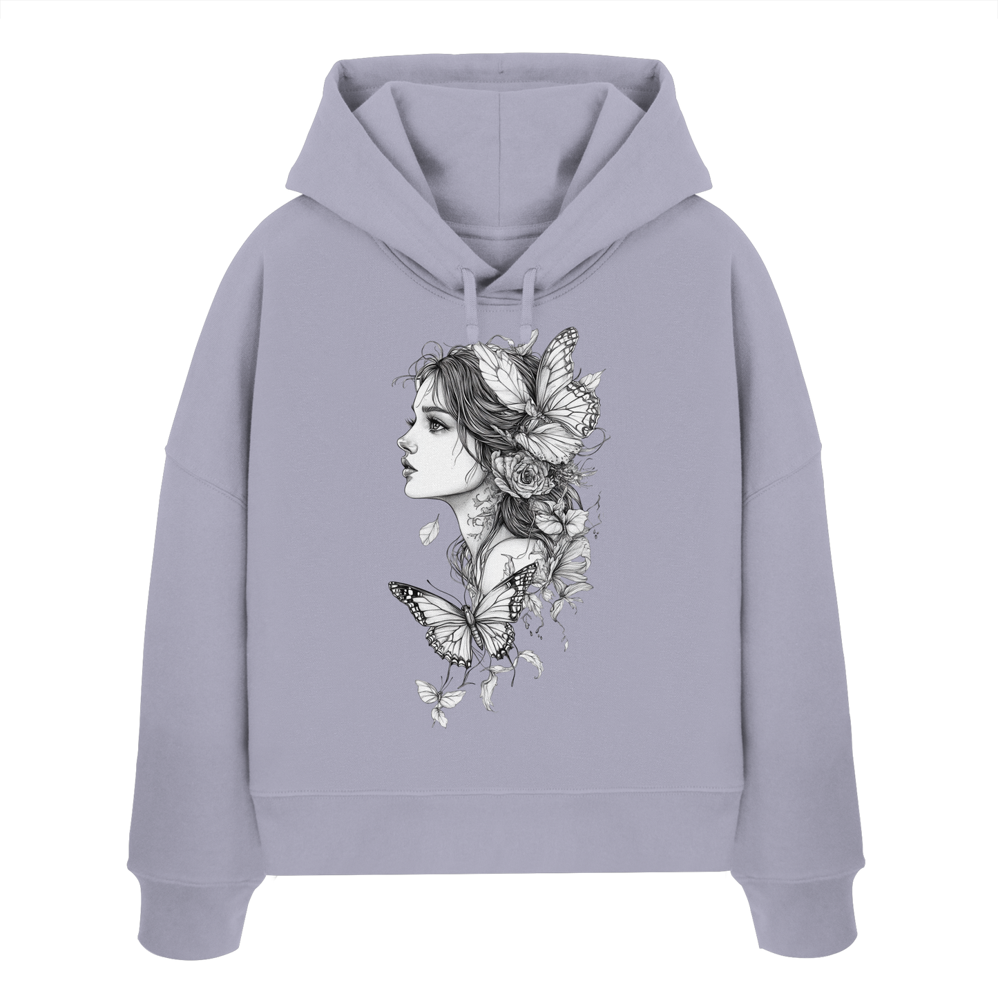Schmetterlings Frau nur Vorderseite Druck - Womens Organic Boxcut Hoodie