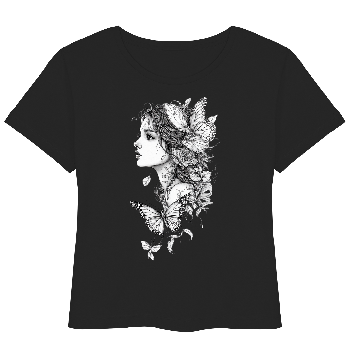 Schmetterlings Frau nur Vorderseiten Druck - Womens Organic Lightweight T-Shirt