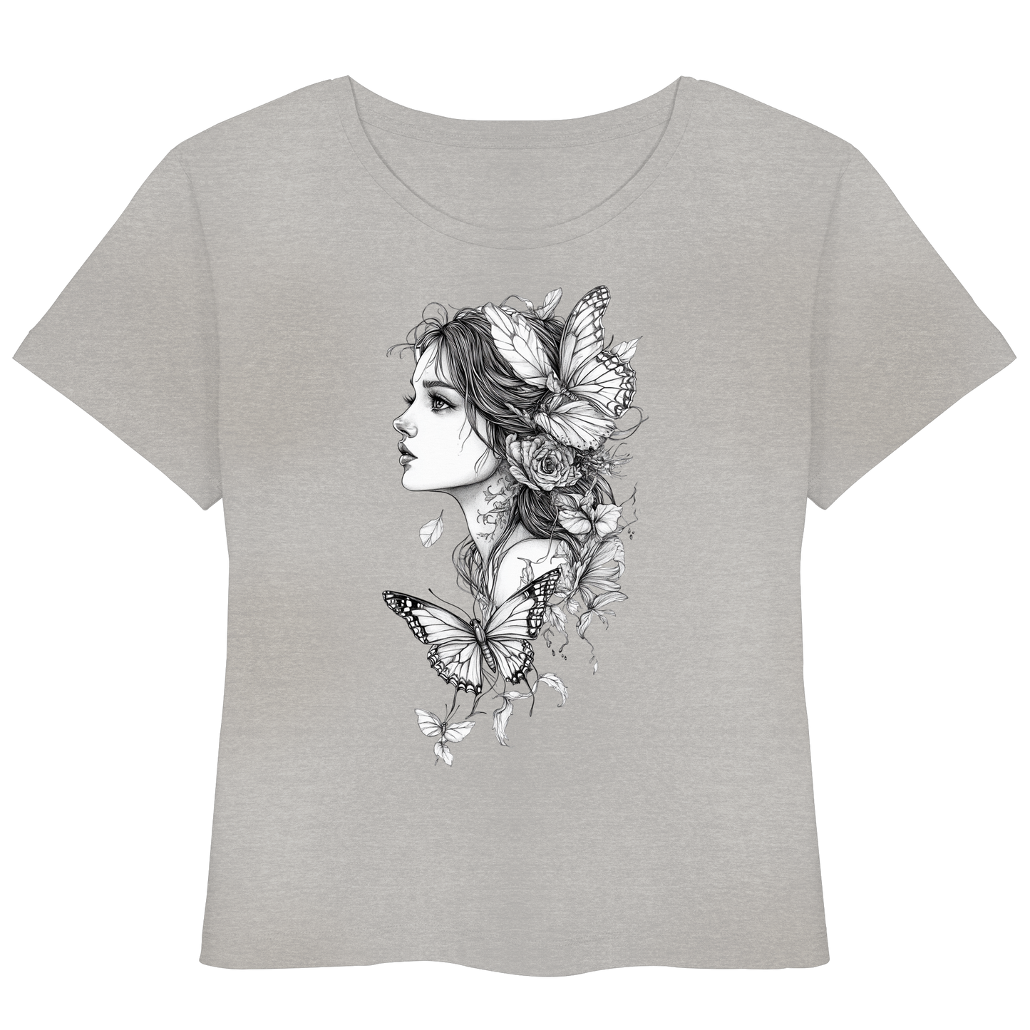Schmetterlings Frau nur Vorderseiten Druck - Womens Organic Lightweight T-Shirt