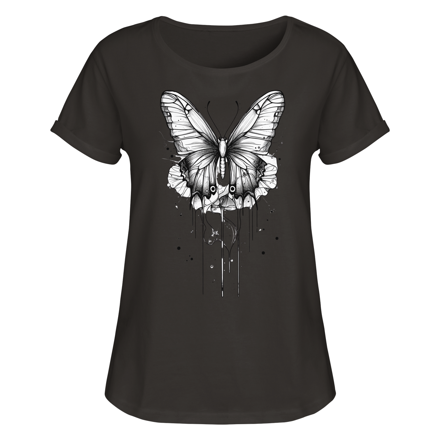 Schmetterlings Träume (nur Vorderseite Druck) - Womens Roll-Up T-Shirt