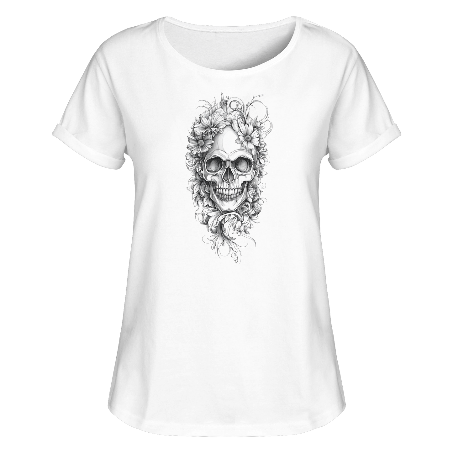 Totenkopfs Blüte - Womens Roll-Up T-Shirt