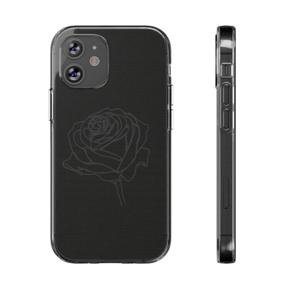Elegant Rose Clear Silicone Phone Case - Stylish Protection for Floral Lovers