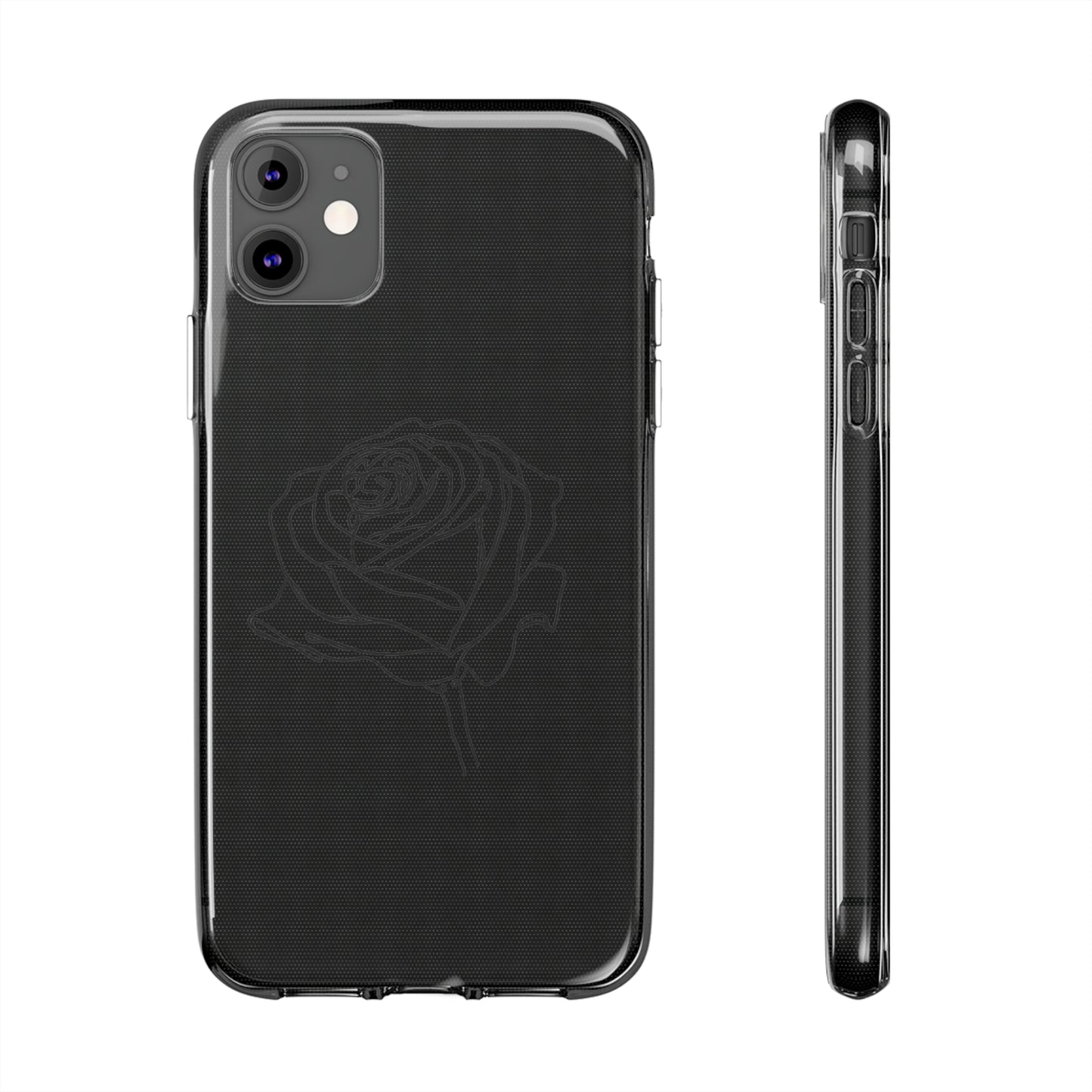 Elegant Rose Clear Silicone Phone Case - Stylish Protection for Floral Lovers