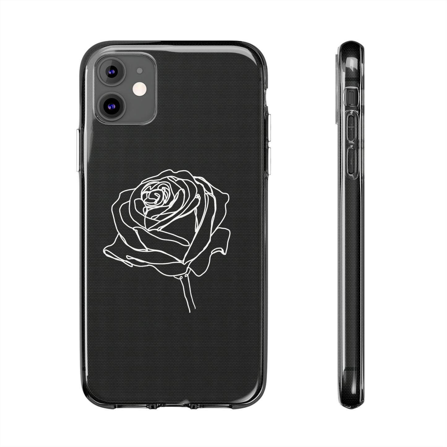 Elegant Rose Clear Silicone Phone Case - Minimalistic Floral Design